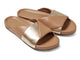Paloma leather slide sandal in gold/honey - product angle shot