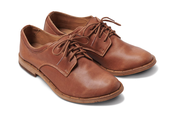 Partridge leather oxford shoes in cognac - angles shot