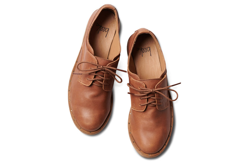 Partridge leather oxford shoes in cognac - top shot