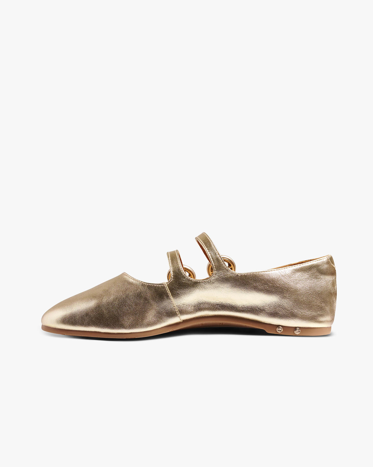 Partridge leather mary jane ballet flat in gold - product side shot