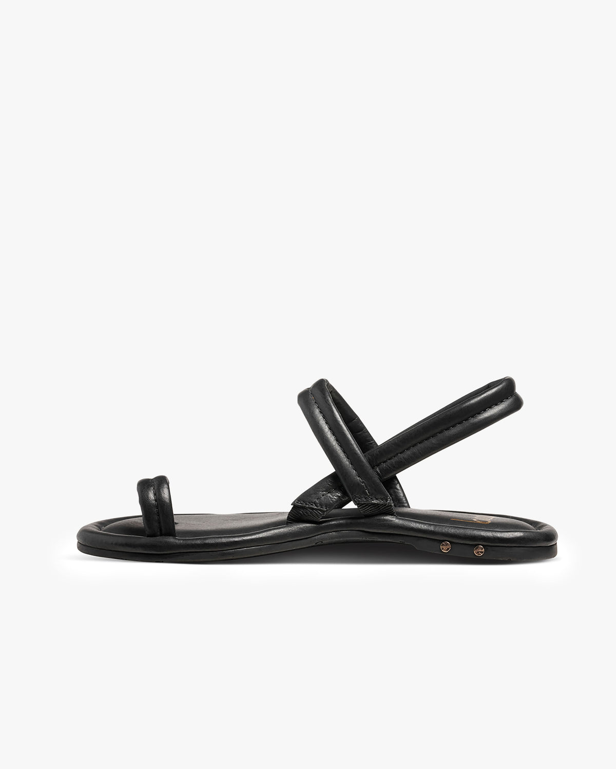 Pavo leather sandal in black - product side shot