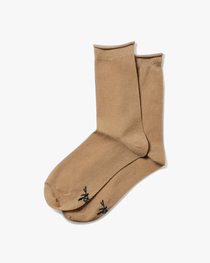 Peacock rolled socks in gold - product shot