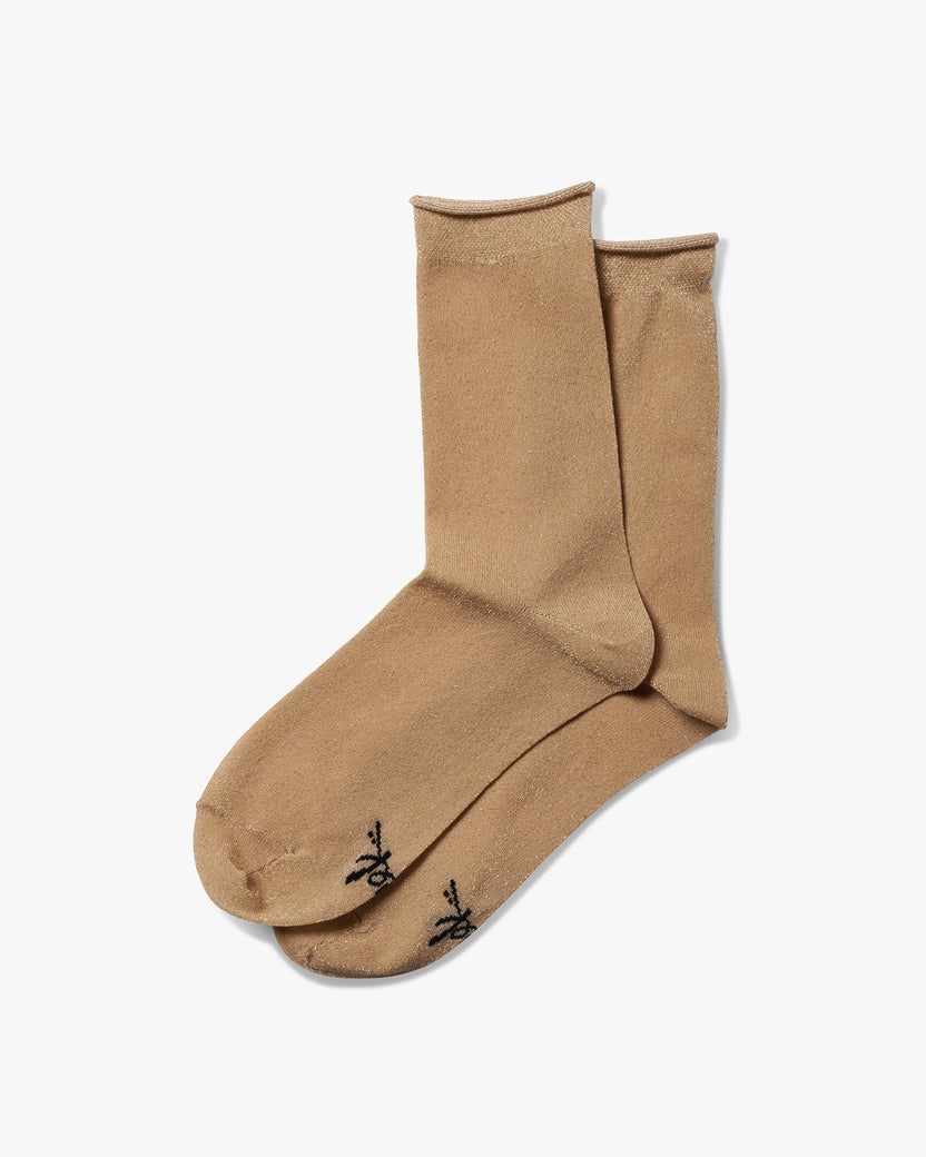 PEACOCK ROLLED SOCK - Gold