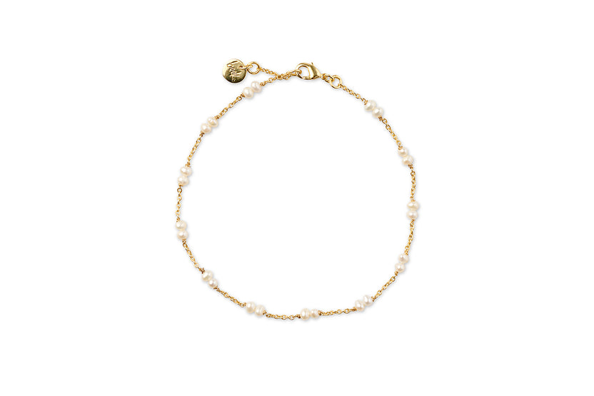 Pearl Bead Anklet - Gold