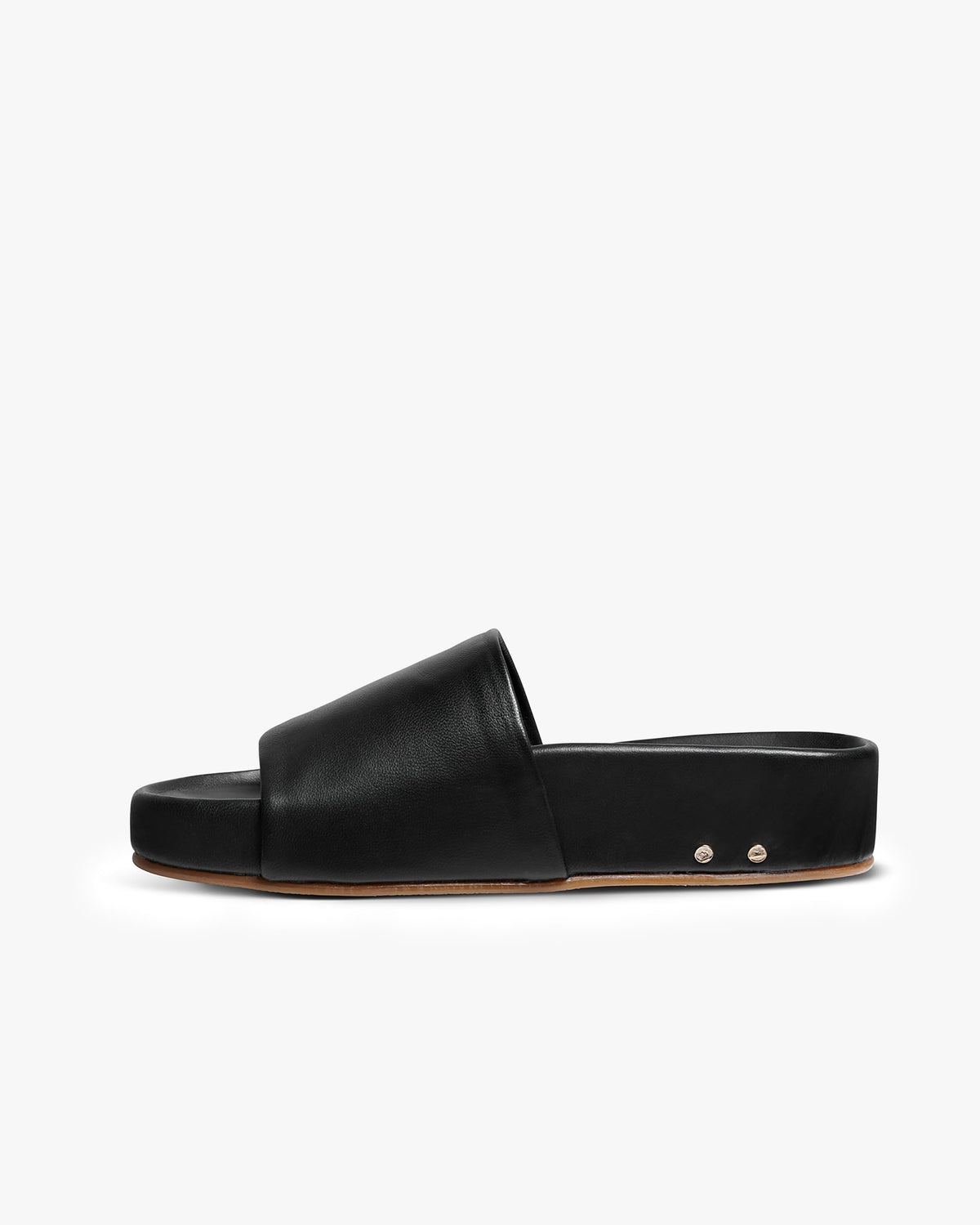 Pelican platform slide sandal - black - side shot