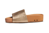 Pelican leather platform sandal in gold/honey - side shot