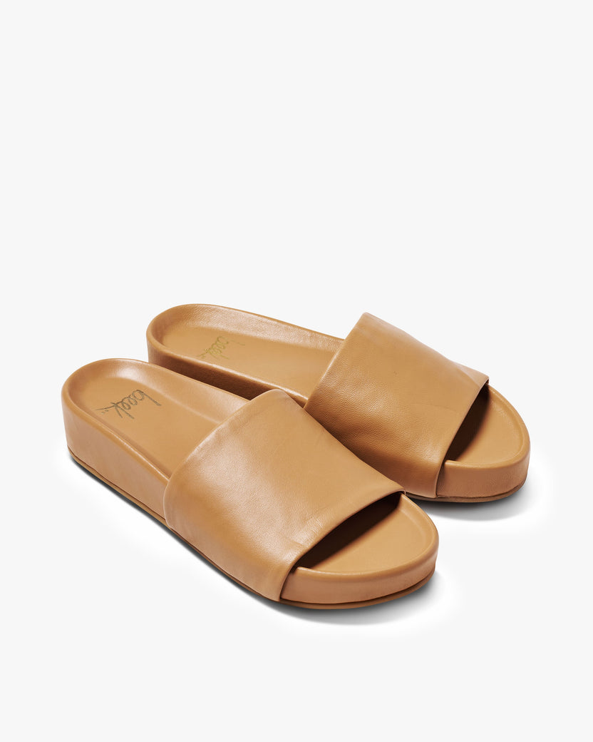 Pelican leather platform sandal in honey - product top shot