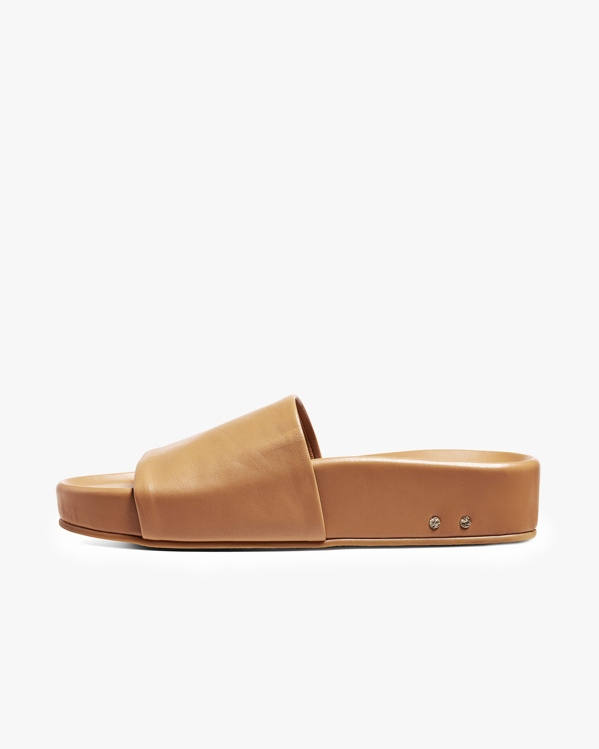Pelican leather platform sandal in honey - product side shot
