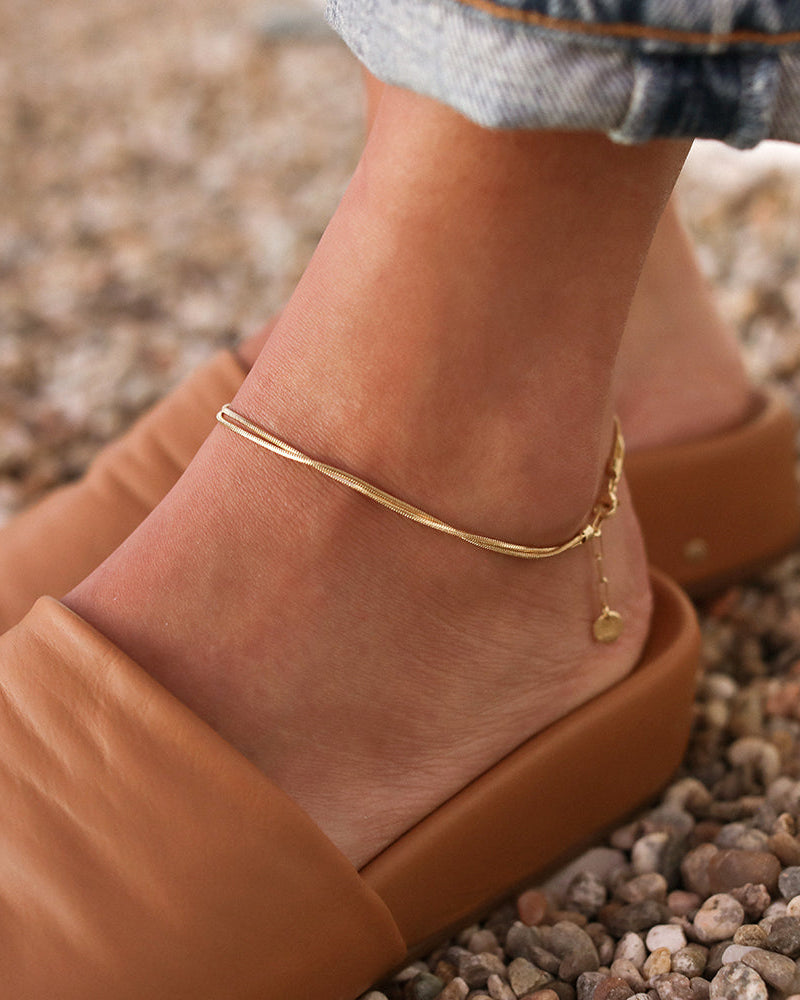 Double Chain Anklet - Gold
