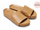 Pelican leather platform sandal in honey - product angle shot with press badge "as seen in Oprah Daily"