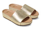 Pelican leather platform sandals in platinum - product angle shot