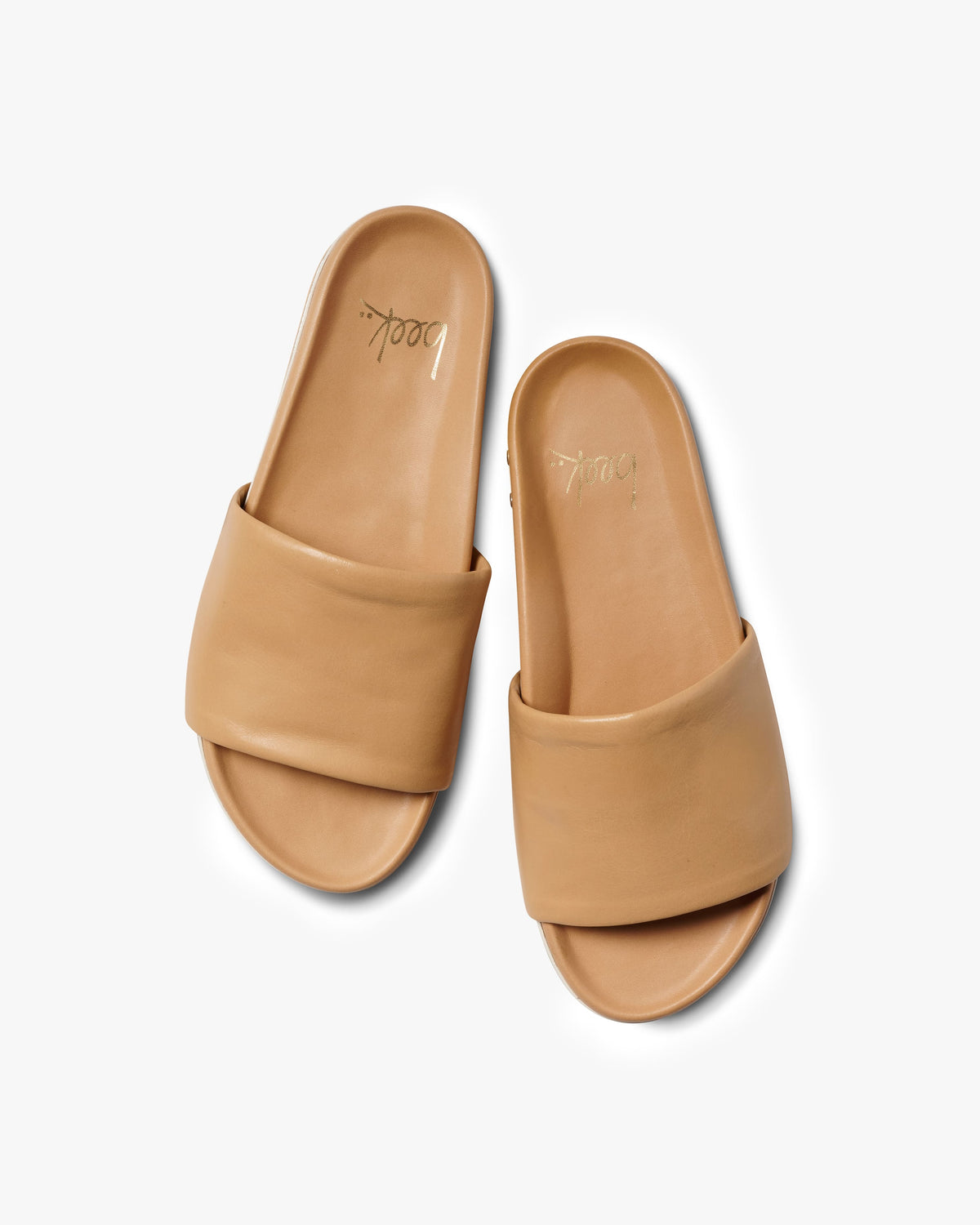 Pelican Stripe leather platform slide sandal in beach - product top shot