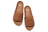 Pelican leather platform sandal in tan - top shot