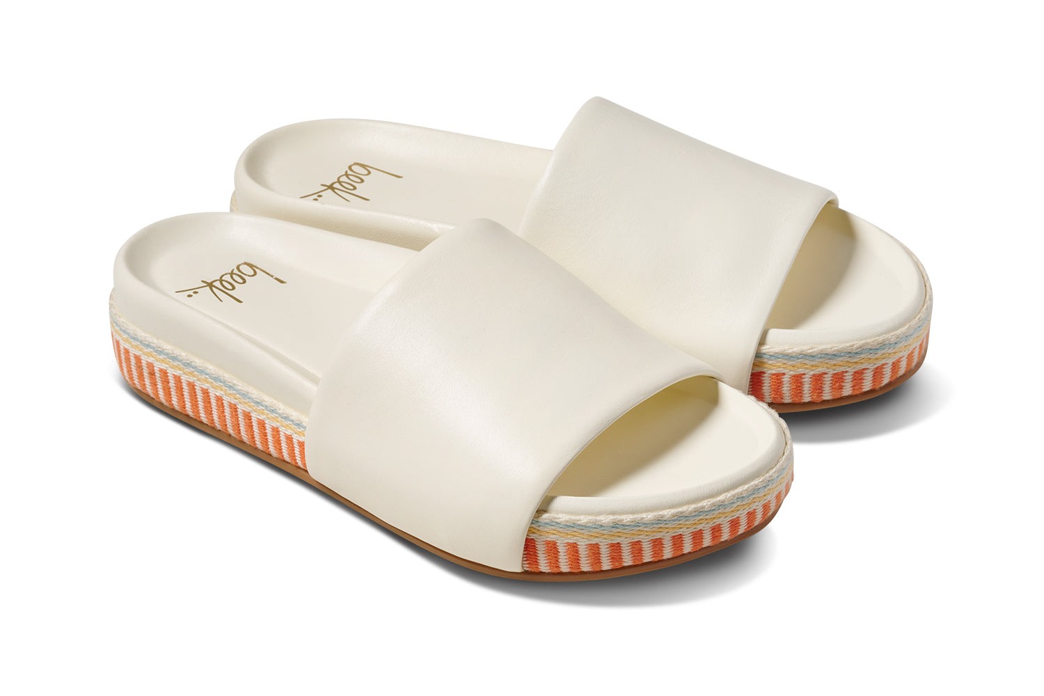 Pelican Textile wrapped leather platform sandal in vanilla - product angle shot