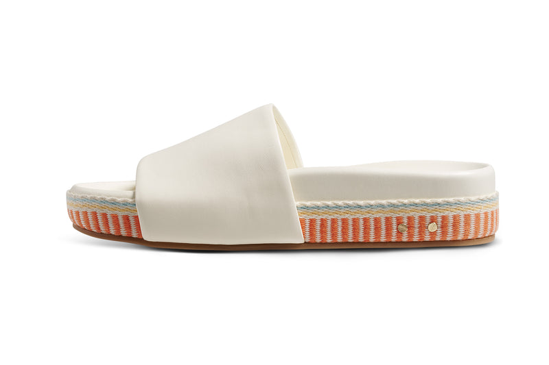 Pelican Textile wrapped leather platform sandal in vanilla - product side shot