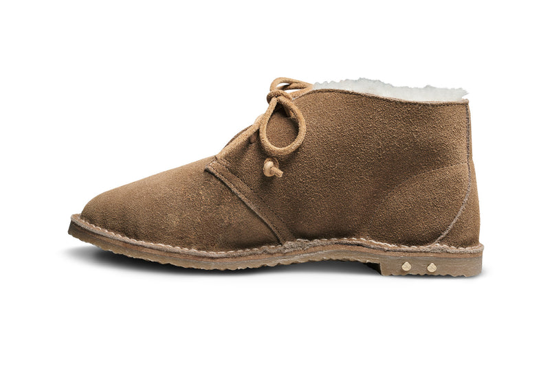 Penguin suede bootie in chestnut - side shot