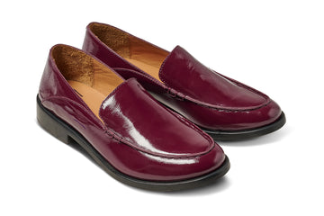 Pepper patent leather loafer in wine - product angle shot
