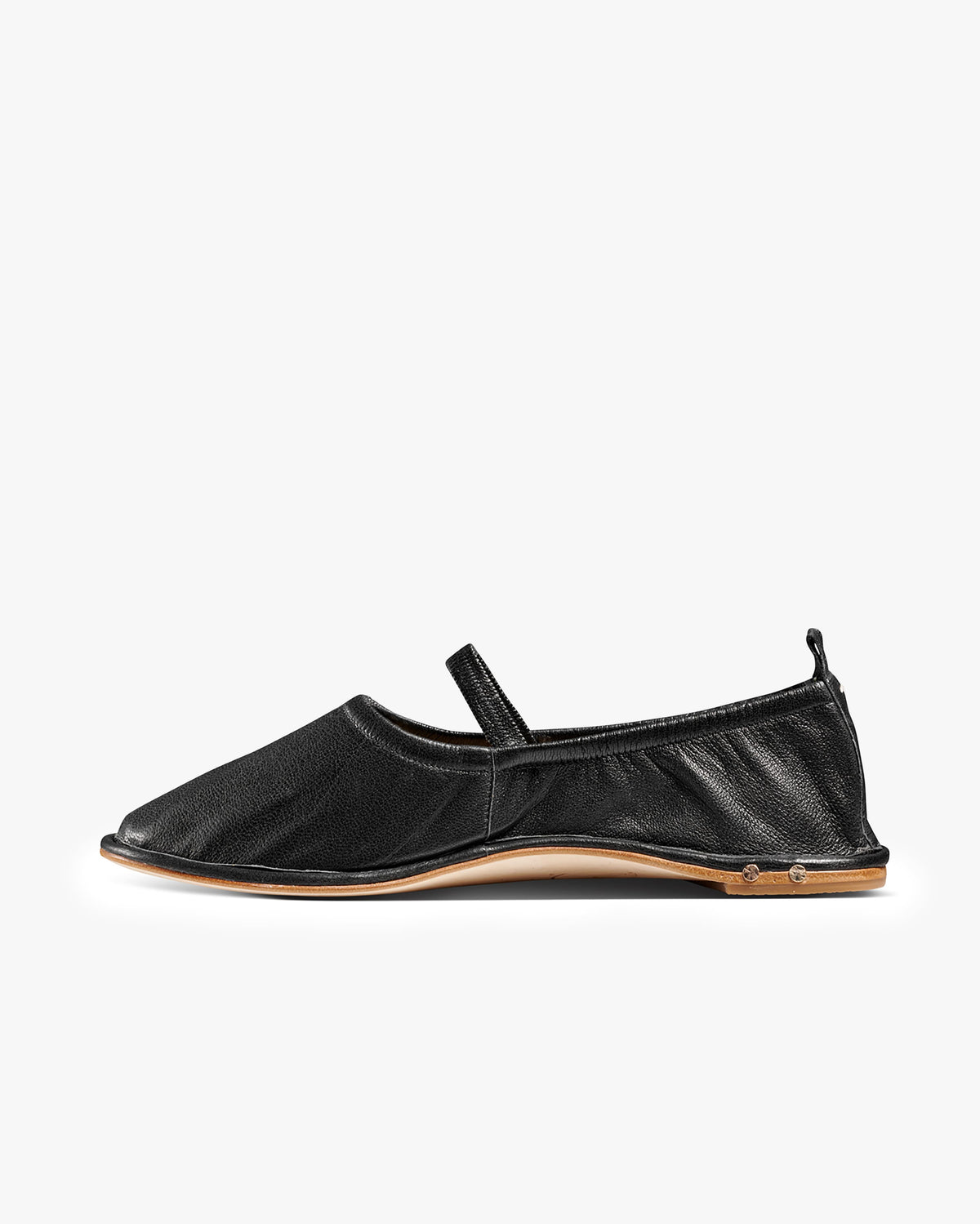 Petey leather ballet shoes in black - product side shot