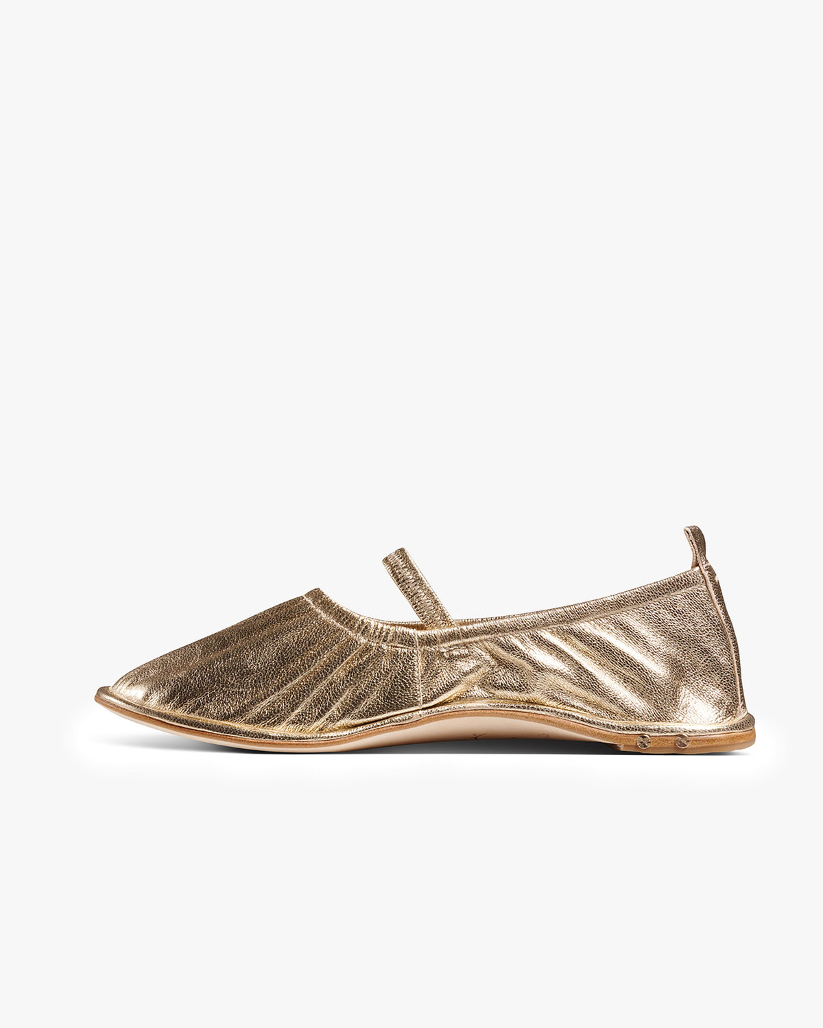 Petey leather ballet shoes in gold - product side shot