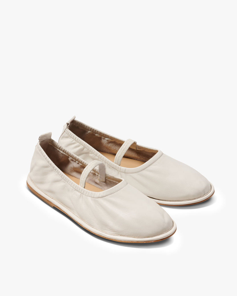 Petey leather ballet shoes in vanilla - product angle shot