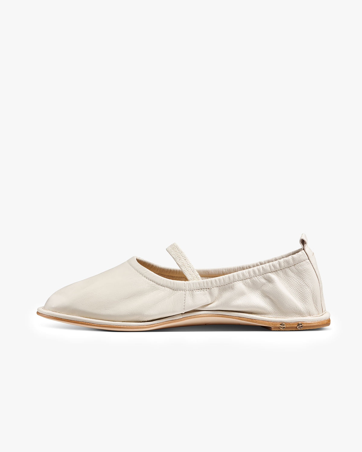 Petey leather ballet shoes in vanilla - product side shot