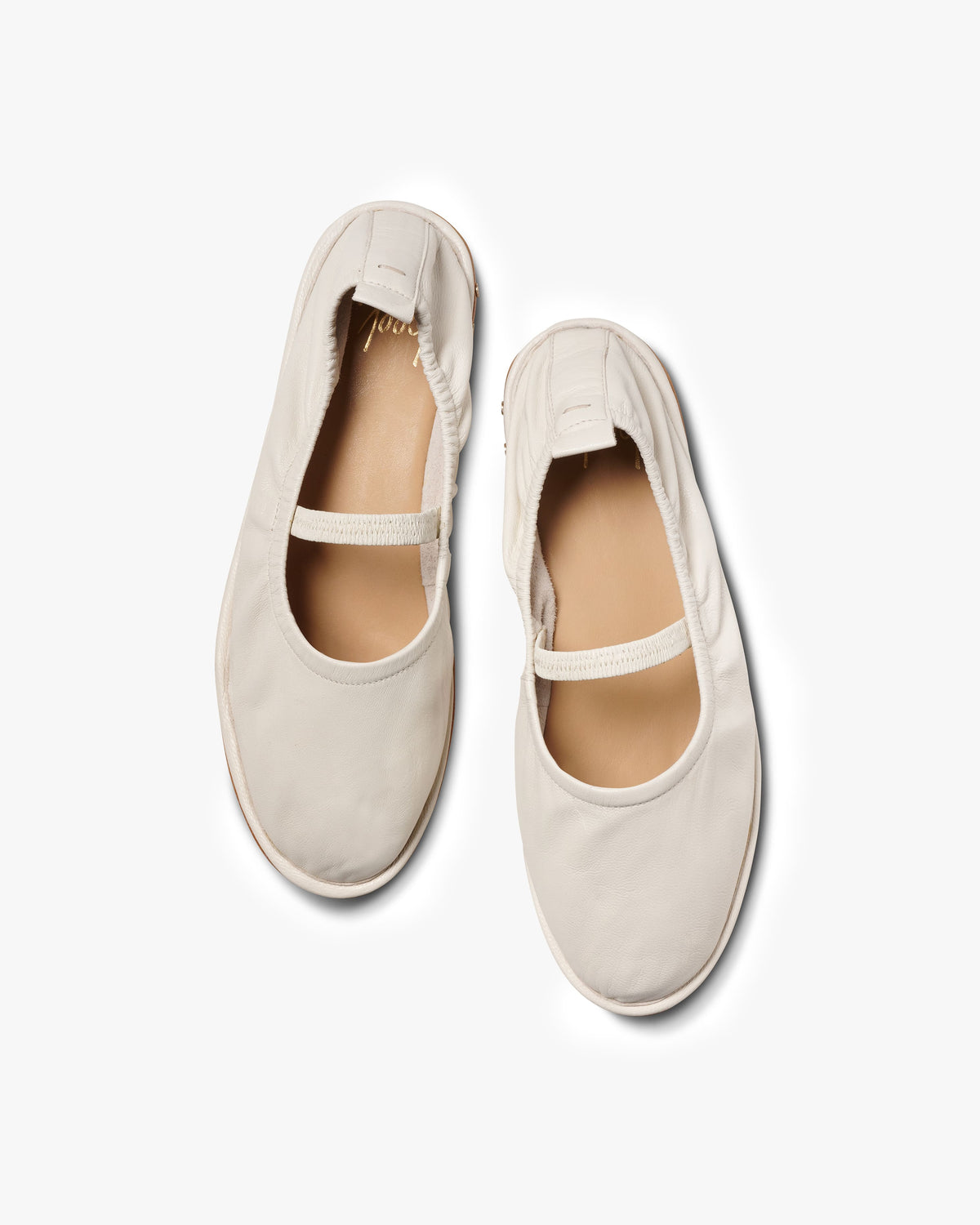 Petey leather ballet shoes in vanilla - product top shot