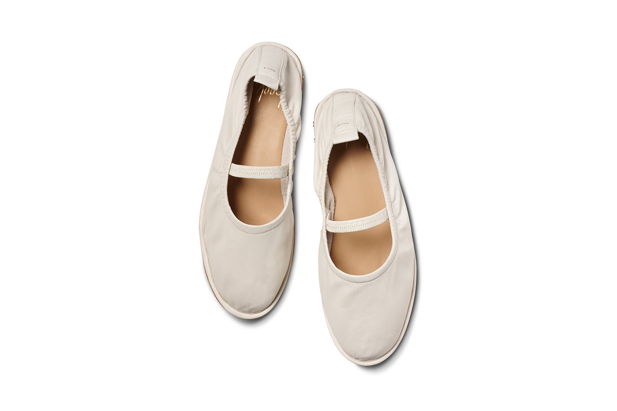 Petey leather ballet shoes in vanilla - product top shot