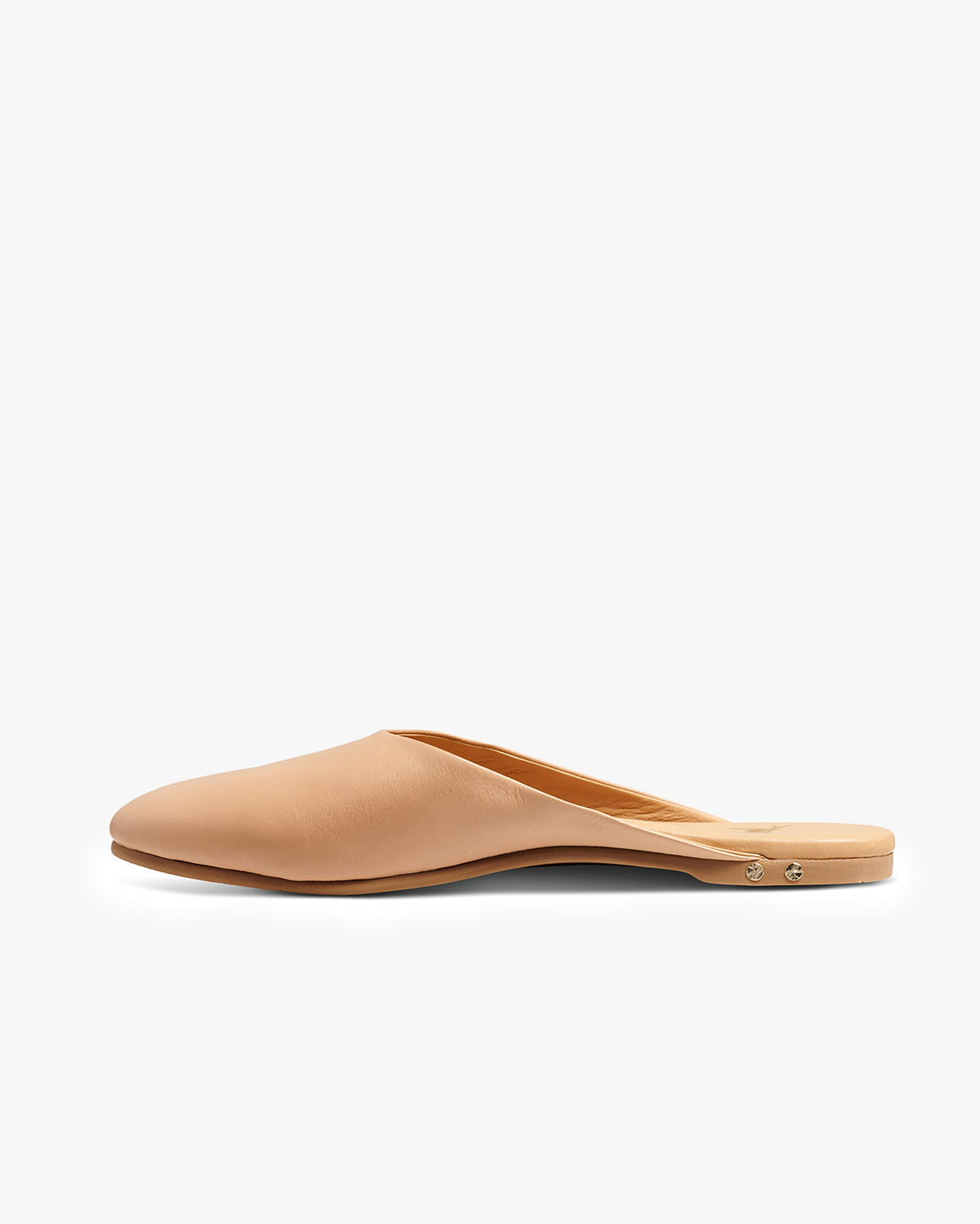 Phoebe leather ballet mule in beach - product side shot