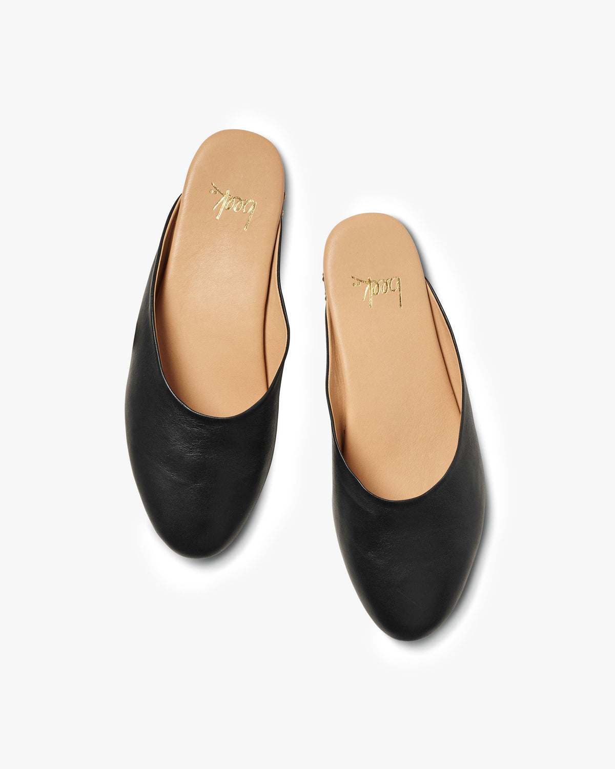 Phoebe leather ballet mule in black - product top shot