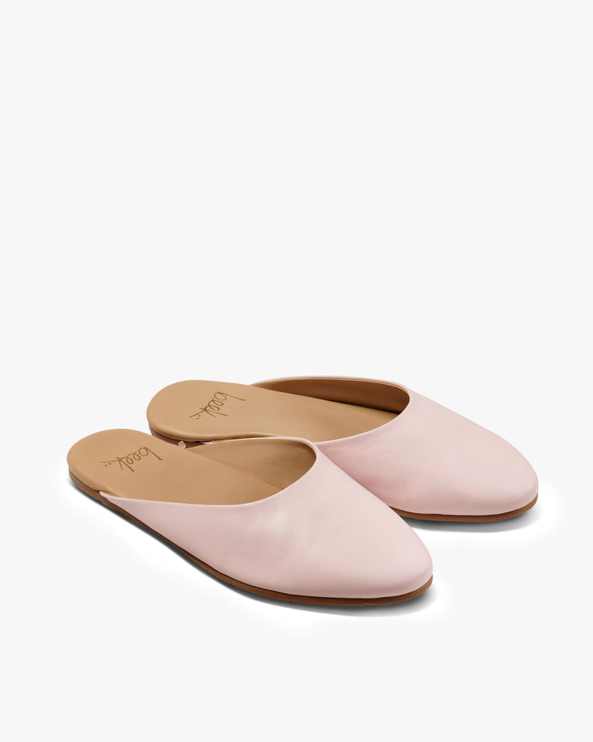 Phoebe leather ballet mules in blossom - product angle shot
