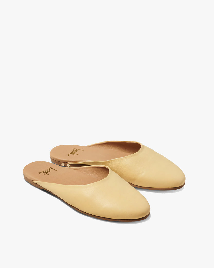 Phoebe leather ballet mule in glow - product angle shot