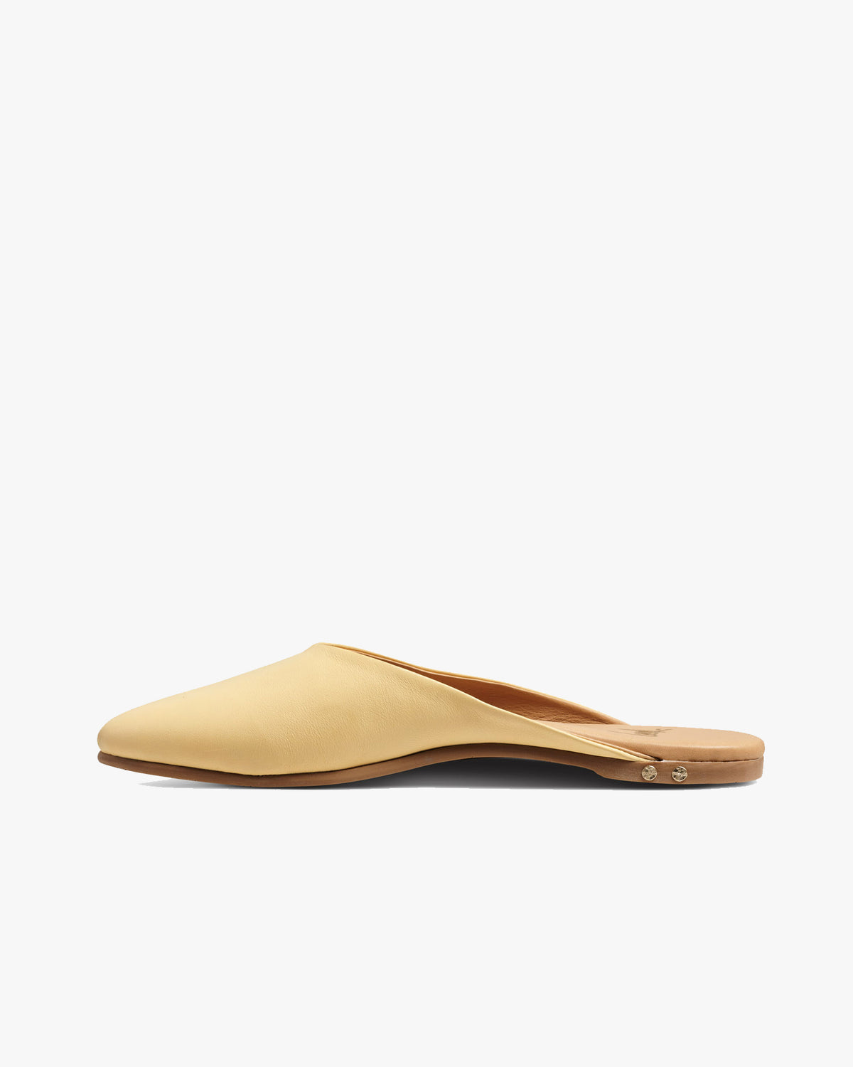 Phoebe leather ballet mule in glow - product side shot