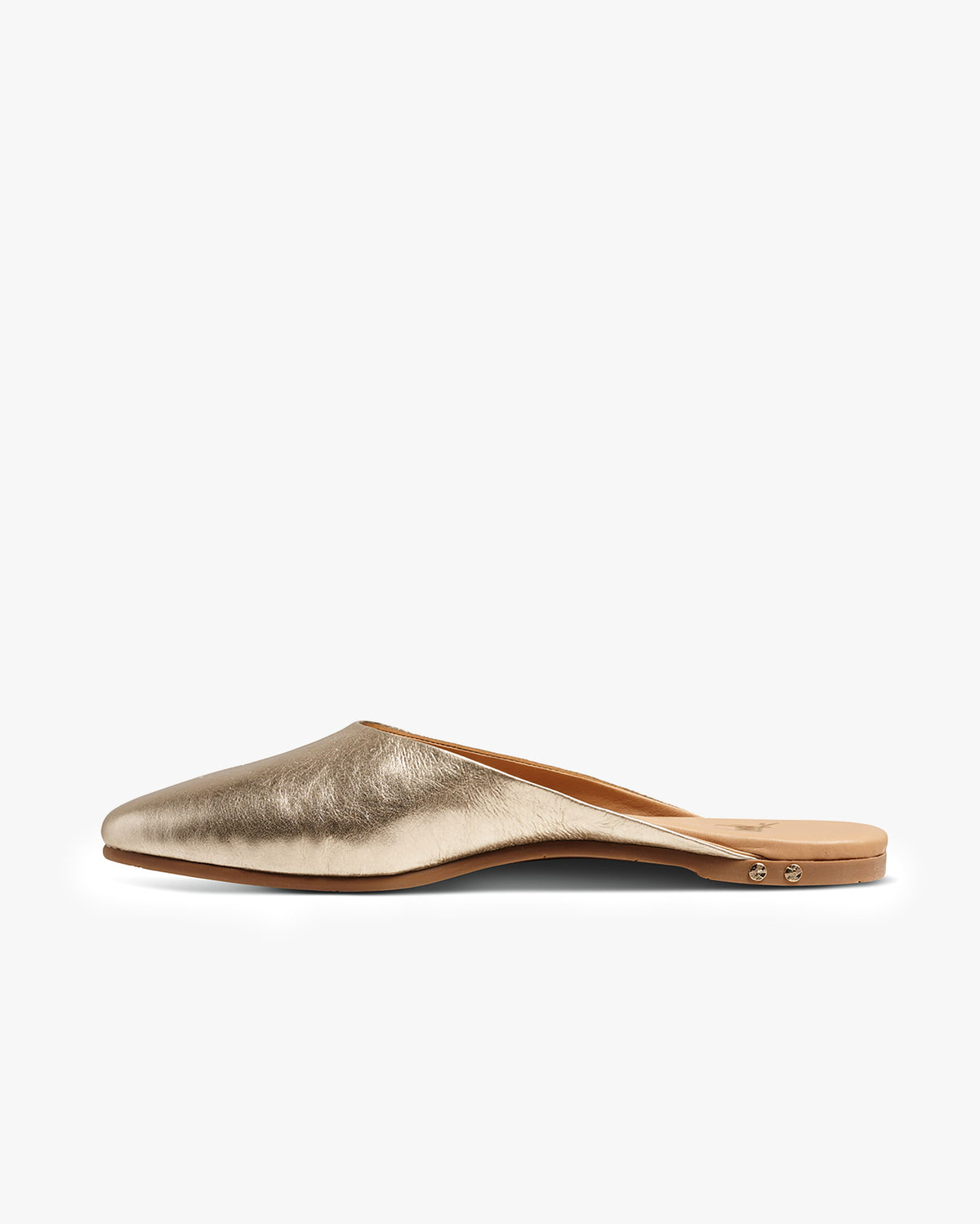 Phoebe leather ballet mule in gold - product top shot