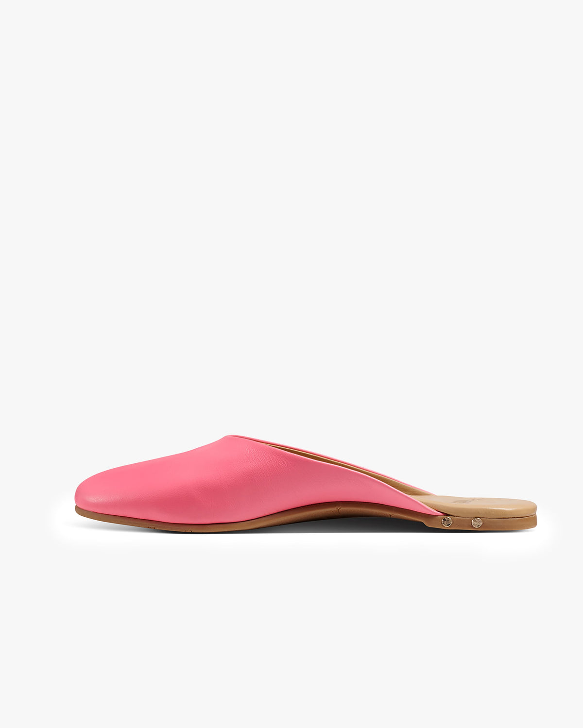 Phoebe leather ballet mules in peony - product side shot