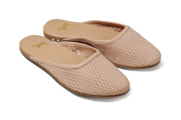 Phoebe Perforated leather ballet mule in blush - product angle shot