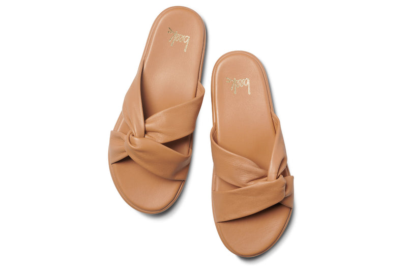 Piculet twisted leather slide sandals in honey - top shot