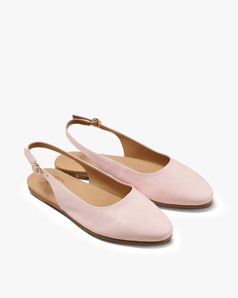 Pipit leather ballet mules in blossom - product angle shot