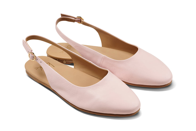 Pipit leather ballet mules in blossom - product angle shot