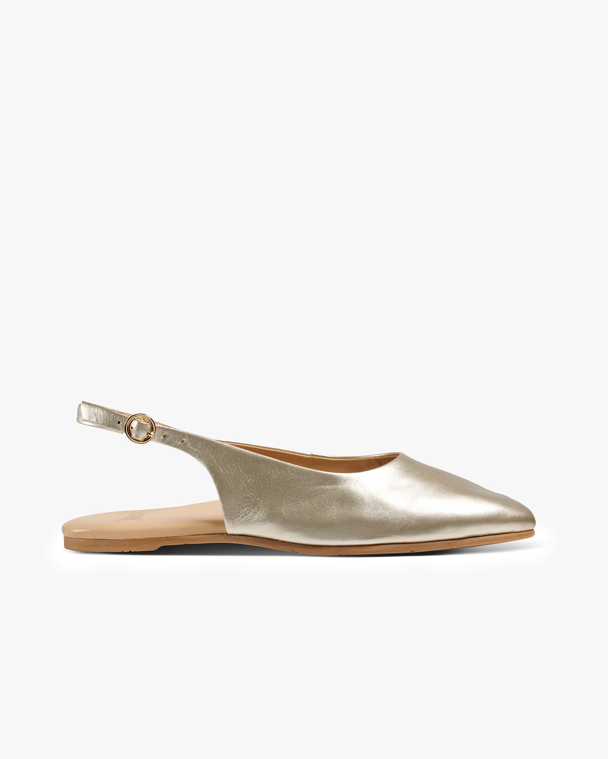Pipit leather ballet mules in platinum - product side shot