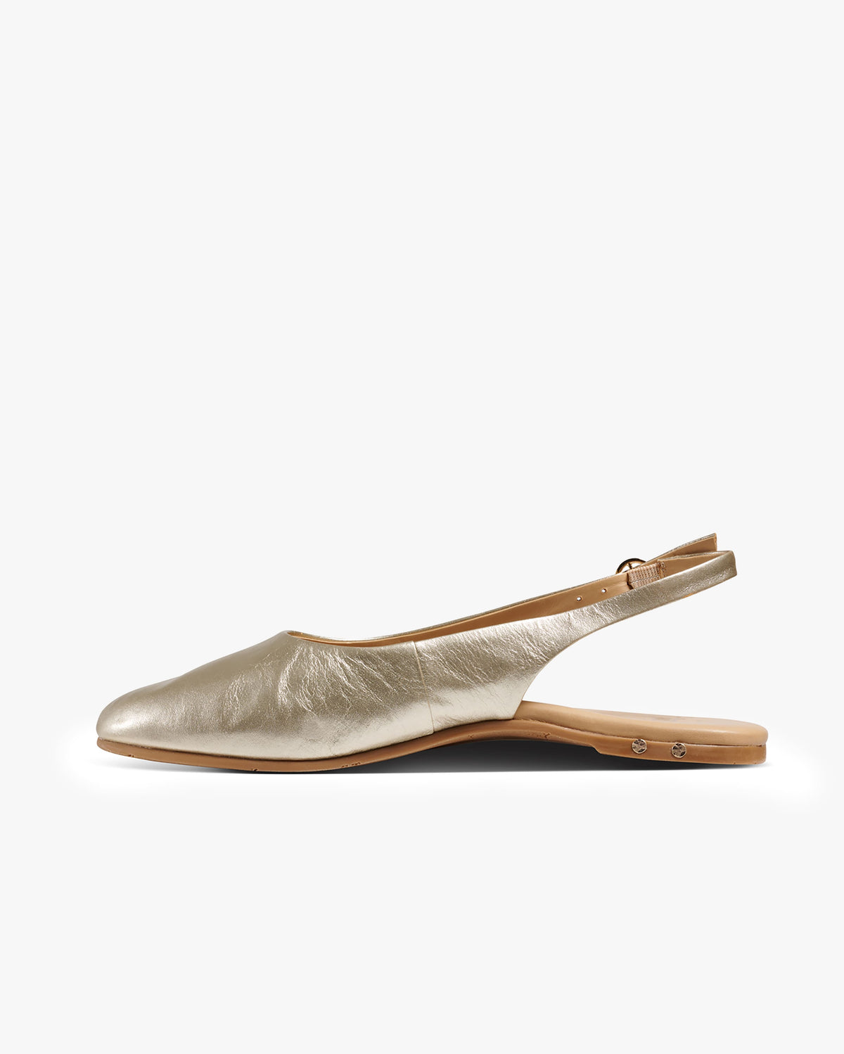Pipit leather ballet mules in platinum - product side shot