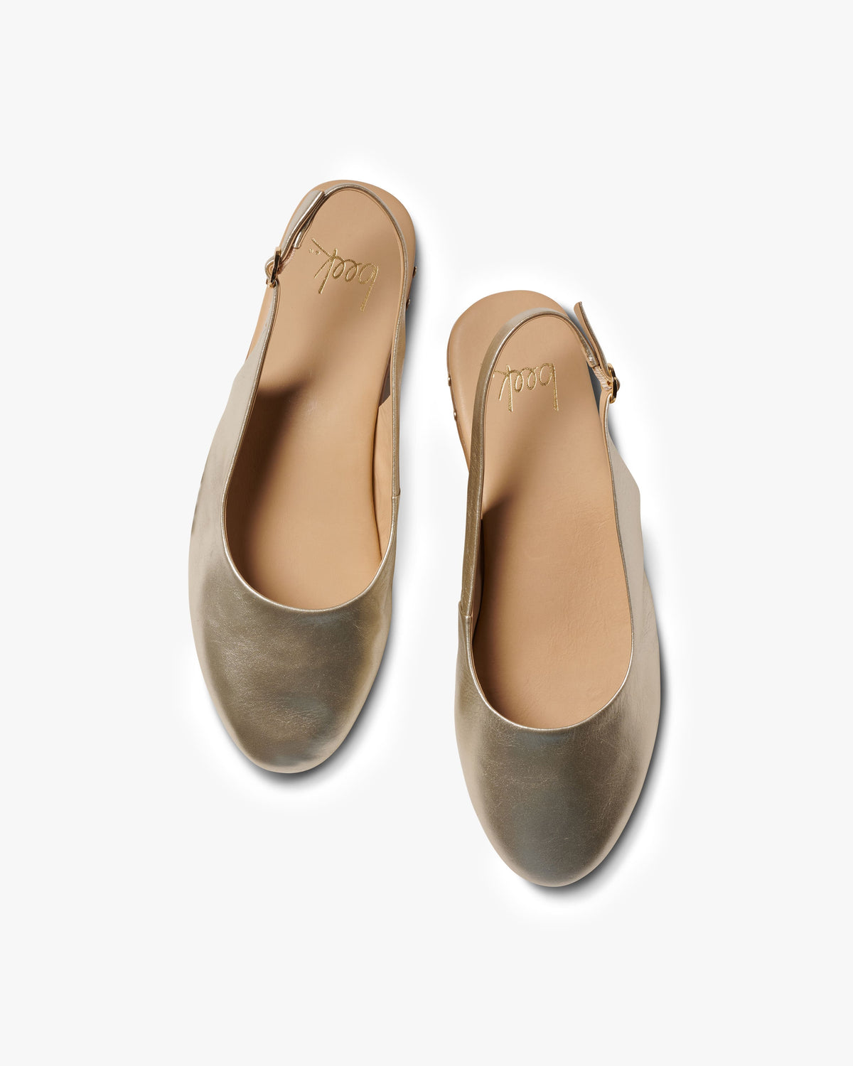 Pipit leather ballet mules in platinum - product top shot