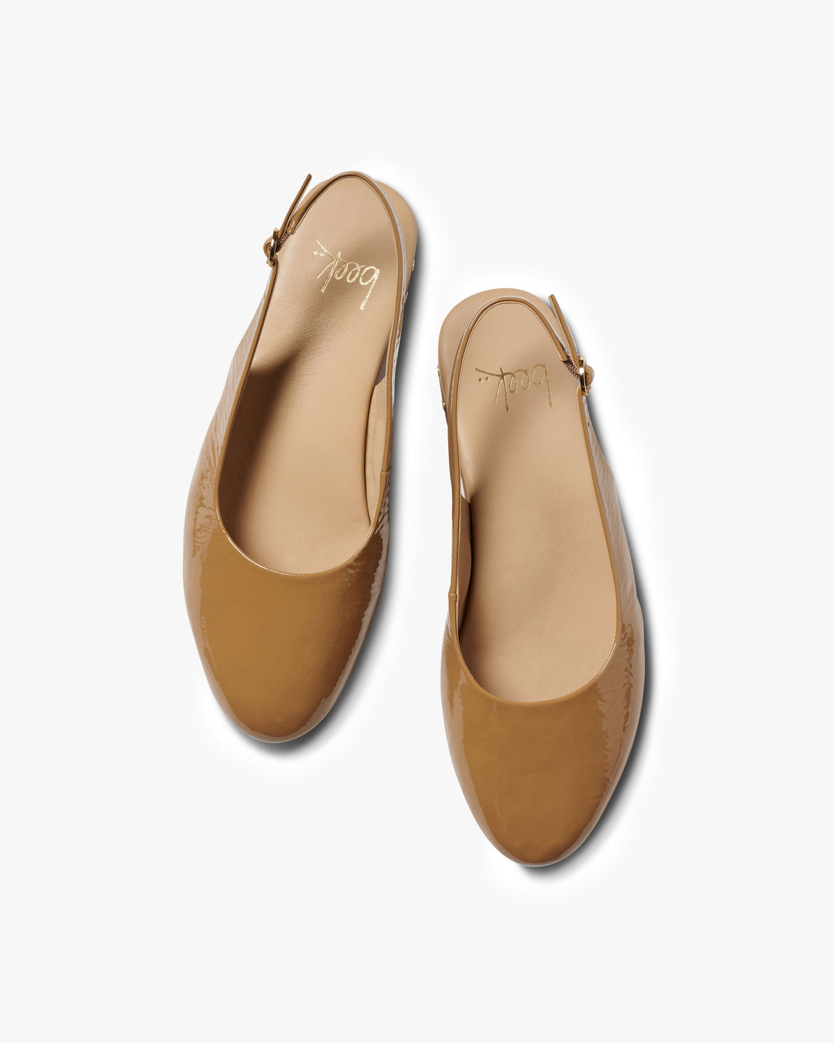 Pipit patent leather ballet mules in latte - product top shot