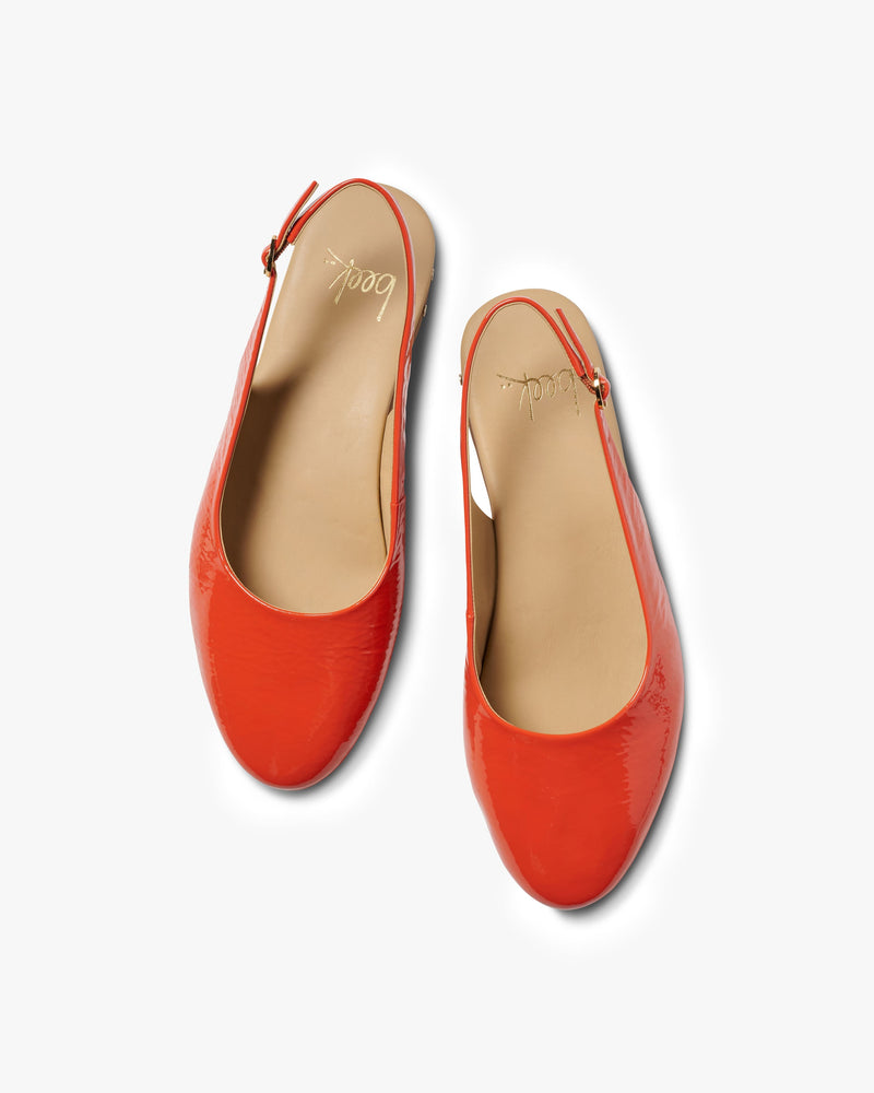 Pipit patent leather ballet mules in tomato - product top shot