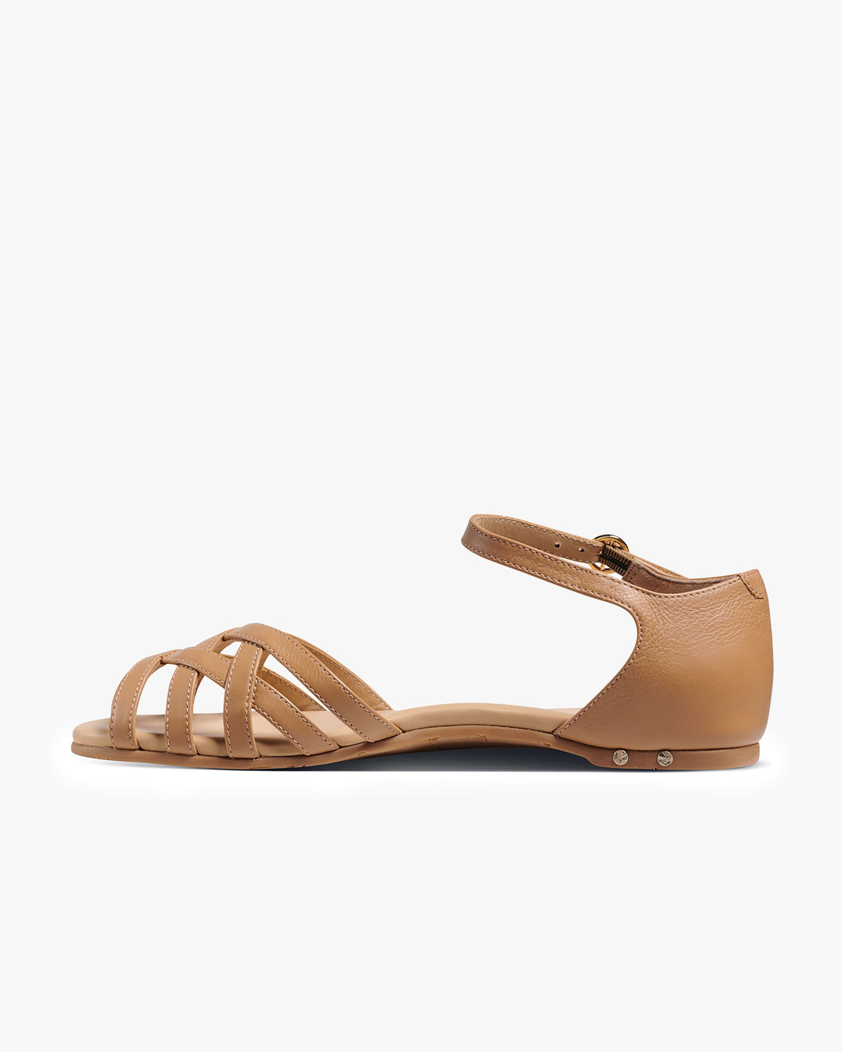 Plover leather basket weave sandals in honey - product side shot