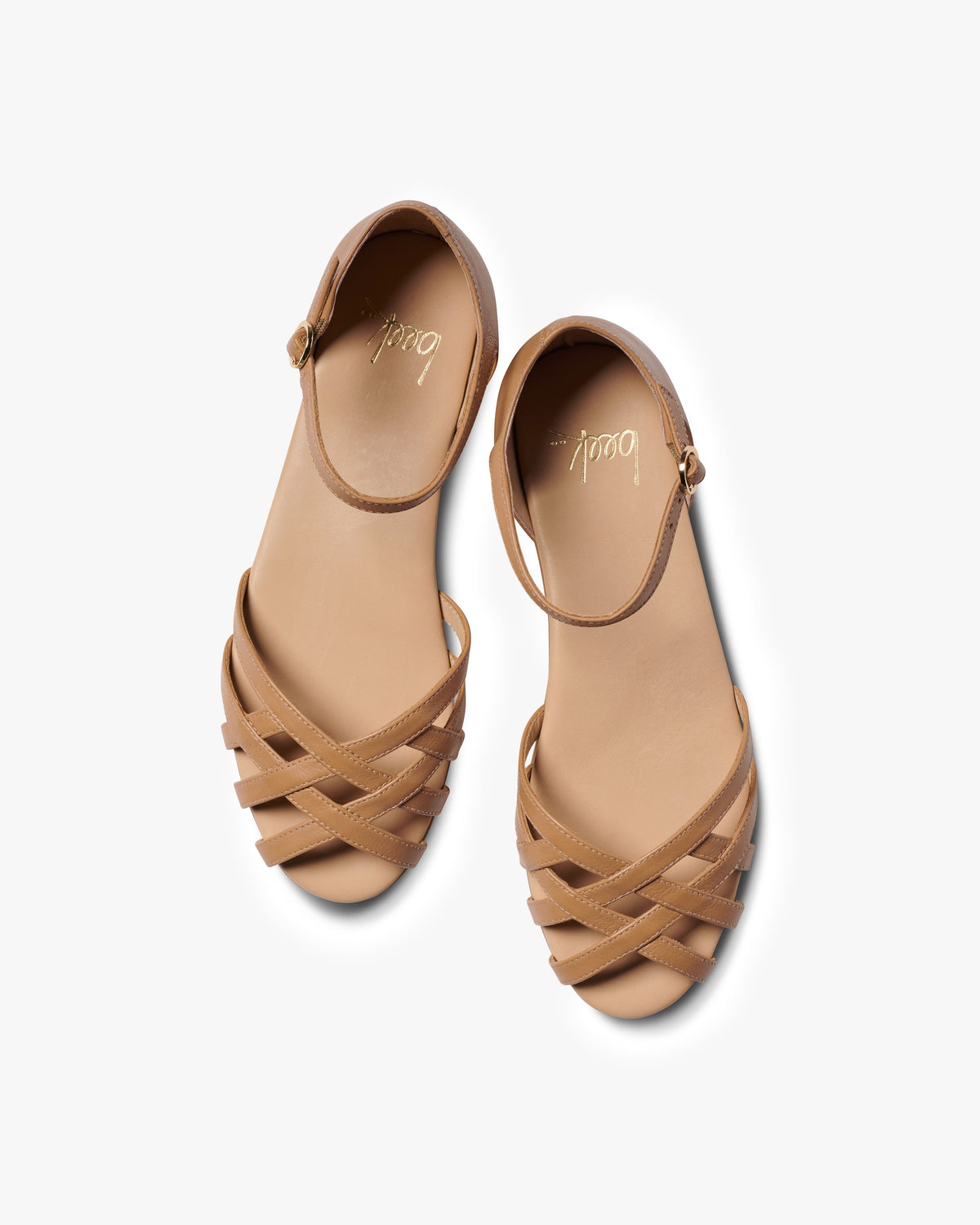Plover leather basket weave sandals in honey - product top shot