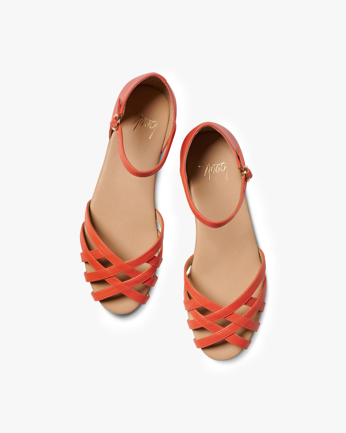 Plover leather basket weave sandals in tomato - product top shot
