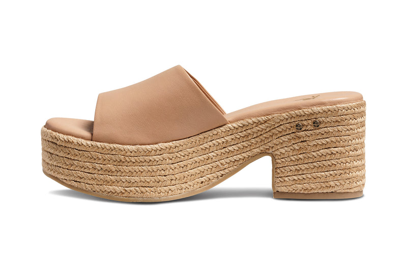 Prinia Jute platform heel sandal in beach - product side shot
