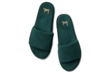 Puffbird suede slide sandal in forest - top shot