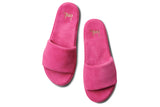 Puffbird suede slide sandal in fuchsia - top shot