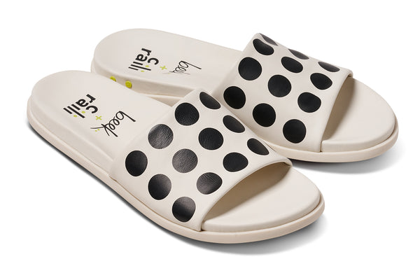 Railibird leather slide sandals in dot - product angle shot
